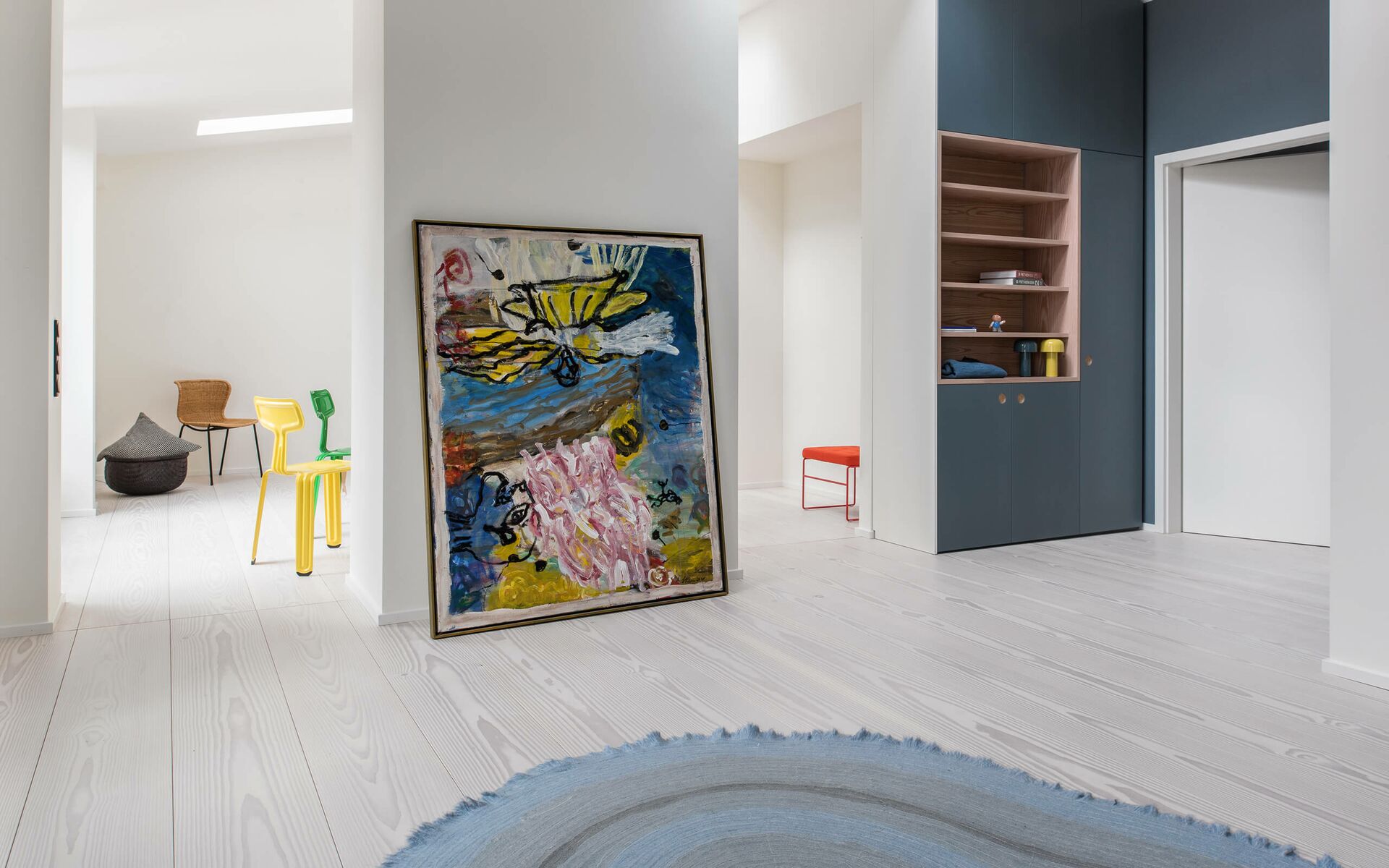 Wooden board floor with solid pur natur Douglas boards with 300mm width
