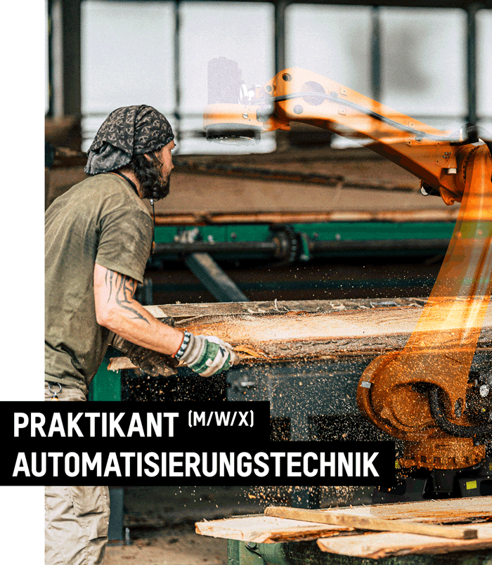 Mitarbeiter im Sägewerk bei der Sortierung der Sägeschnitte